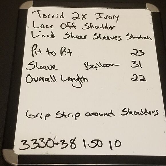 Torrid 2 (2X) Top Blouse Cream Stretch Lace Off Shoulder Romantic Bridal Fairy - Picture 10 of 10